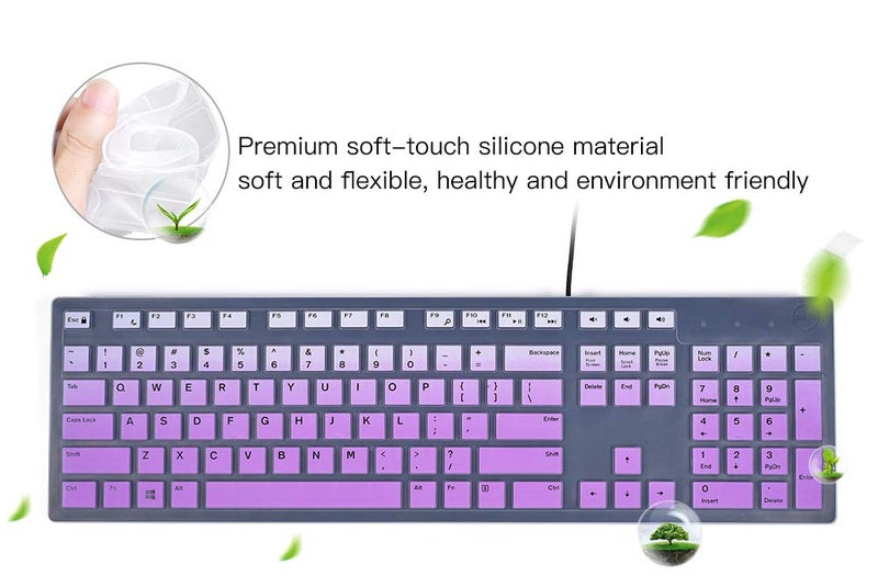 imComor Keyboard Cover for KB216 Wired & Dell KM636 Wireless Keyboard/Dell Optiplex 5250 3050 3240 5460 7450 7050/ Dell Inspiron AIO 3475/3670/3477 All-in one Desktop Keyboard Skin, Ombre Pinkish Purple - Image 5